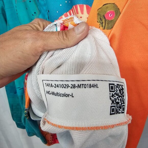 Blue Orange Hooded Zip Boho Sweatshirt L - Picture 9 of 10